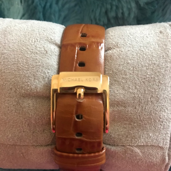 Brown Leather & Gold MK Watch - Picture 5 of 8